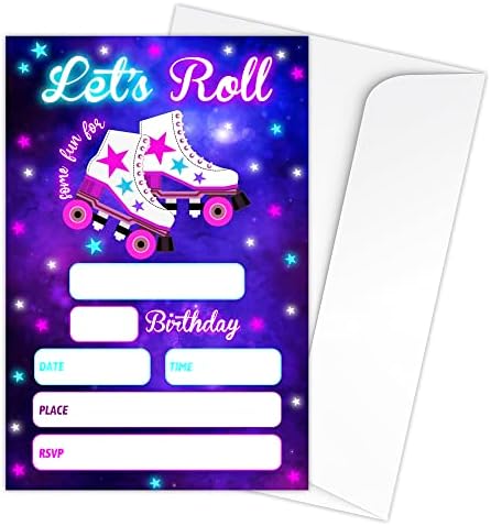 Покани, Картички за рожден ден от Zodvery на ролкови кънки - Неонови светещи аксесоари за партита на Let ' s Roller