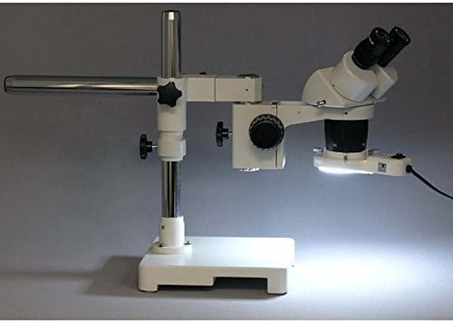 Бинокъла на стереомикроскоп AmScope SW-3B13Y-FRL, окуляры WH10x, увеличение 5X/15X/30X/45Ч, обектив 1X/3X, Однорычажная