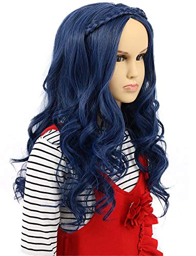 Karlery Деца момичета дълги вълни синя перука Хелоуин Cosplay перука Аниме костюм, перука, за парти