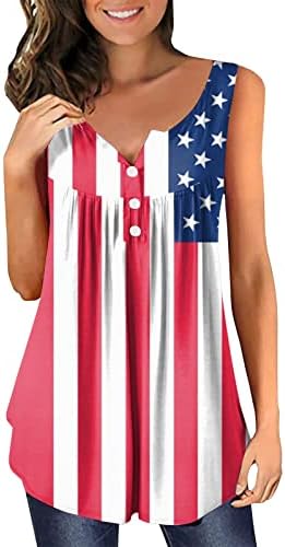 На 4 юли, Туники за Жени, Тениски с Флага на САЩ, Скрывающие Корема, Ризи, Летни Ежедневни Блузи с Къс Ръкав и V-образно деколте и копчета