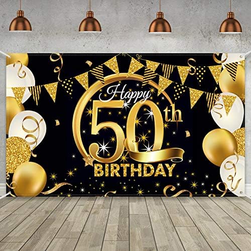 Украса за парти по случай рожден Ден, Много Голям Текстилен Плакат с Надпис от Черното Злато за Юбилейна Фотобудки,