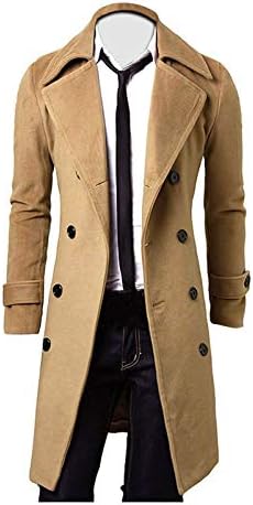 XIAXOGOOL Мъжки Тренч, Стилно Дълго Полушерстяное Приталенное палто на точки, Есенно-Зимния Двубортное Бизнес палто