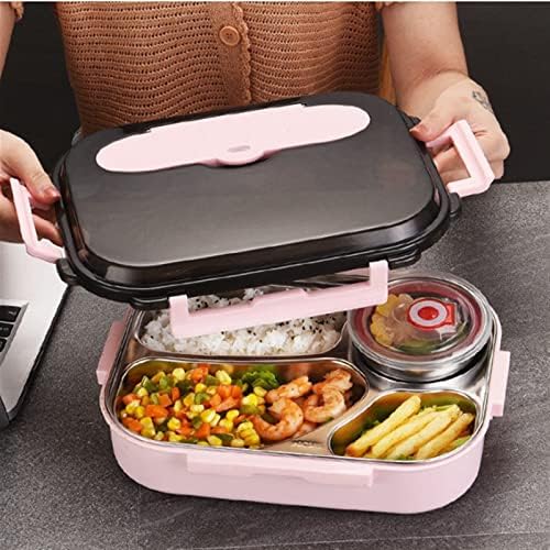 Кутия за обяд AMABEAfh Bento Box От неръждаема стомана, Кутия за Bento, Купа за супа с лъжица и Пръчици за хранене, Контейнер