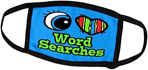 3dRose Bright Eye Сърце Аз обичам Търсене на думите - Капаци за лица (fc_106702_3)