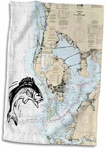 3D Печат Рози да видиш картата на залива Тампа с Риба TWL_214257_1 Кърпа, 15 x 22