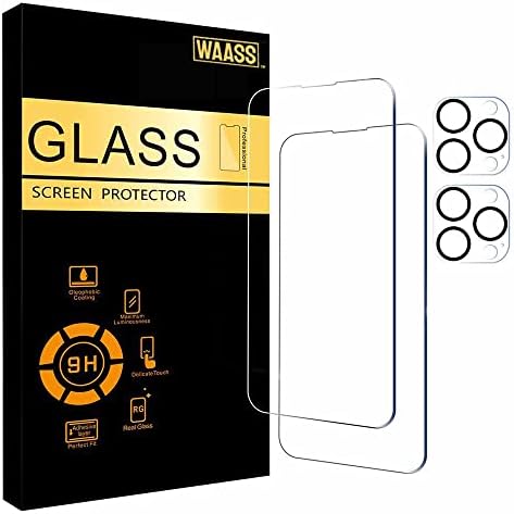 WAASS [2 опаковки 9H, напълно прозрачен защитен слой от закалено стъкло за екрана [+ 2] Защита на обектива на камерата,