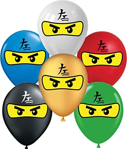 Vision Лицензирани 30 бр. балони за партита в стила на Супергерой Нинджа 12 | Различни цветове, Златни, Бели,