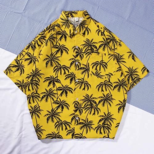 2023 Нова Мъжки Ежедневни Свободна Плажна Хавайска Риза с Флорална Принтом и Къс ръкав копчета, Винтажное