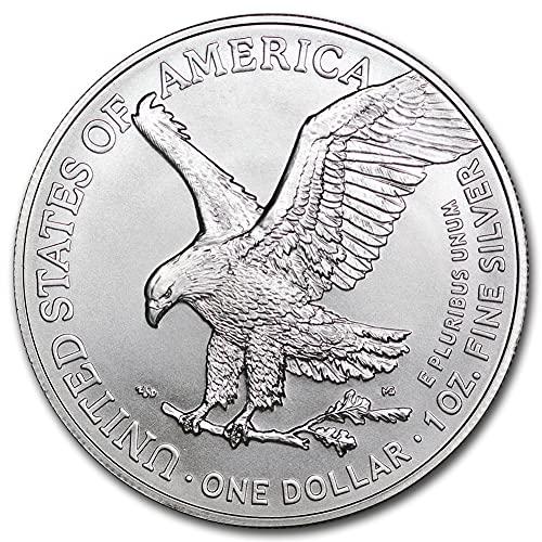 Лот от 2021 г. (10) Сребърен диамант American Eagle Brilliant с тегло 1 унция без циркулация (тип 2) в тубе Монетния двор на САЩ с нашите сертификати за автентичност на стойност 1 дола