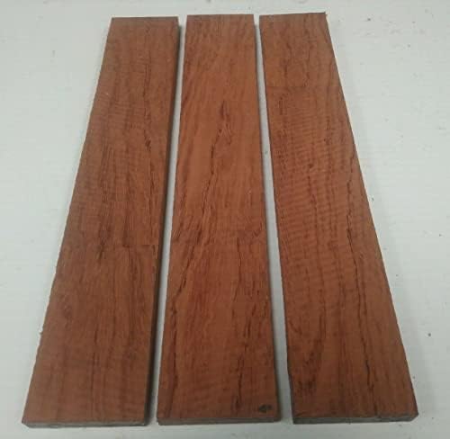 Лот от 3 броя Тънки Дъски Bubinga за производство на дървен материал от дърво 1/2 X 2 X 12', Подходящи Дървени Заготовки