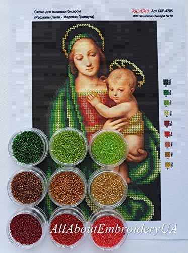 Комплект за бродиране с мъниста Мадона с Младенеца, Определени за Гоблени, Ръчно изработени Религиозна икона