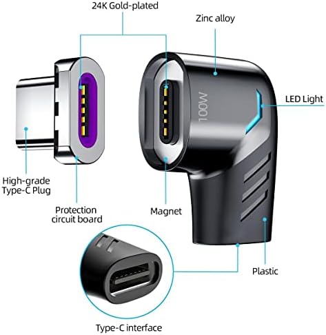 Адаптер BoxWave Съвместима и с Razer Blade 15 (2022) - Адаптер за зареждане под ъгъл MagnetoSnap PD, устройство за зареждане