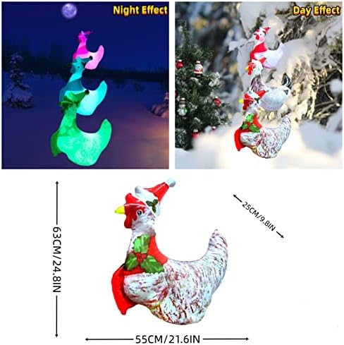 Осветите Пиле PVC Надуваема Коледно Пиле 24 Инча Голям Открит Коледен Украсени Пиле с Акумулаторна Светодиодна Подсветка