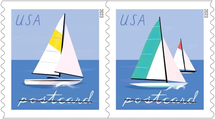 Разходите за пощенски картички с парусниками на пощенска марка USPS 1 лист от 10 US Postal Forever първи клас