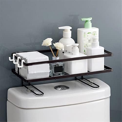 Срок на съхранение в банята BLMIEDE над тоалетна с плетене на една кука, Рафтове с черни сетчатыми скоби, Компактен дизайн,