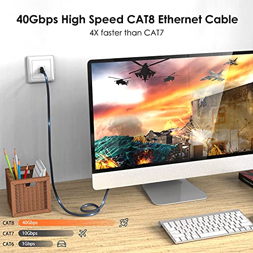 Ethernet кабел Ciwoda Cat 8 150 фута, Външен, Вътрешен Кабел Cat 8 с Найлон оплеткой, Сверхпрочный 26AWG 40
