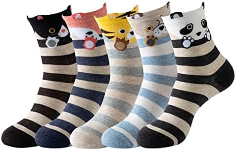Дамски чорапи с Животинска Тематика, Пет Чифта В пакет, Сладки Чорапи На Райета, Чорапи за Всеки Ден, които Не са Подходящи Чорапи