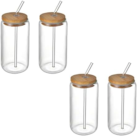 Стъклени Чашки с бамбукови капаци и стъклен соломинкой, Чаши за пиене под формата на бира, кутии, Чаши за кафе