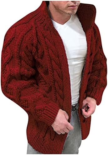 DuDubaby Вязаный Пуловер за мъжете в европейския и Американския стил с Дълъг Ръкав и яка-часова, Всекидневни Модерен