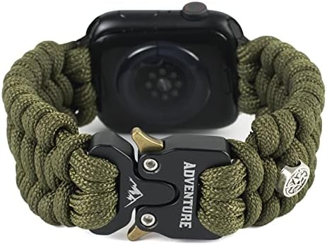 Паракордовый каишка Съвместим с Apple Watch Band 38 мм 40 мм 41 мм 42 мм 44 мм 45 мм за мъже, Армейски Тактически