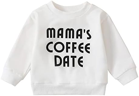 Облекло за Новородени Момчета и Момичета, Hoody с кръгло деколте, часът на мама Кафе Пуловер с надпис от Дата,