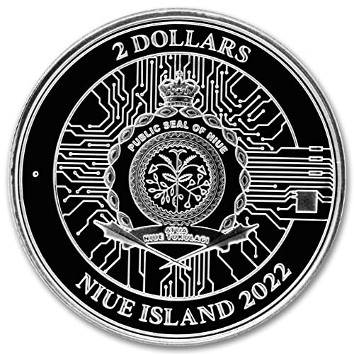 2022 Ниуе 1 унция Сребро Биткоина Официално законно платежно средство на Монетата Брилянт Без лечение (БУ в капсула)