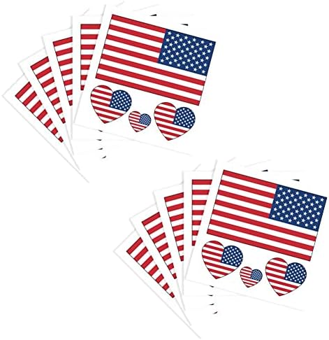 Lipfer Временни Татуировки с Американския Флаг, 10 Листа, Патриотическая Парти САЩ, Ден на Независимостта, Национален