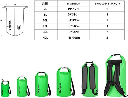 Unigear Dry Bag Водоустойчив, Плаващи и Леки Чанти за каране на каяк, каране на лодка, Риболов, плуване и къмпинг с Водоустойчив