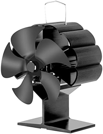 Uongfi 5 Остриета Черен Вентилатор за полицата за печки с топлинна захранването Вентилатор за дърва горелки Ефективно Разпределение