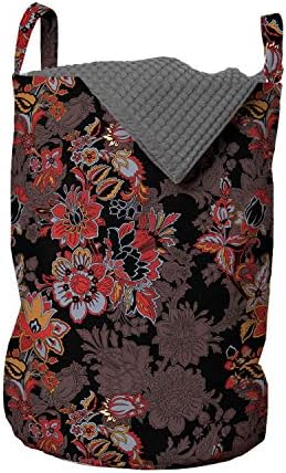 Цвете чанта за дрехи Ambesonne, Цветя Азия в японски художествен стил с Ярък Цветен Модел в стил бохо, Кошница