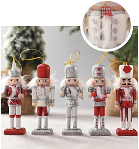 Veemoon Home Decor Комплект Бижута от Дървени Коледни Фигурки Щелкунчика, Малка Дървена Войник-Лешникотрошачката, Окачен Медальон