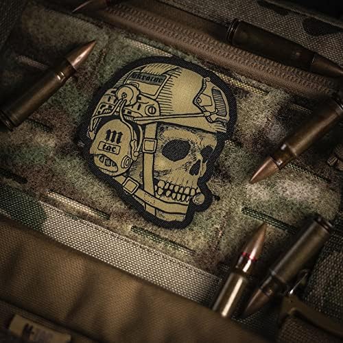 Ленти Морала с черепа Тактически оператор M-Так - Военни Армейските С куки (цвят на Зехтин)