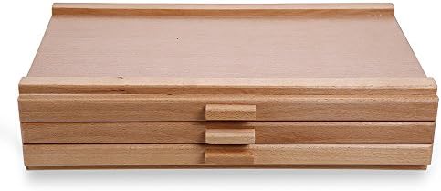 Дървена Художествена Кутия за съхранение на Моливи, Химикалки, Пастели, Маркери Vencer с 3 чекмеджета, VAO-001
