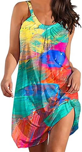 Sundresses за жени 2023 Плиссированное Многоцветное Лятна Рокля-Клеш Летни Рокли за Жените всеки ден