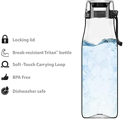Zak Designs Vin Scully Здрава пластмасова бутилка за вода 31 унция с кнопочным на горивото и запирающейся капак, включва
