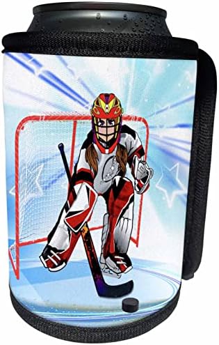 3dRose Milas Art - Хокей на тапата за врата Hockey Girl - Опаковки за бутилки - охладители (cc-360393-1)