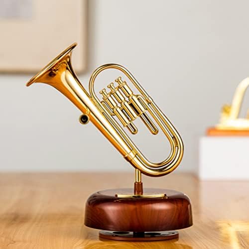 Калъф за Саксофон Toyvian Музикална Ковчег на Въртящата се Тръба Музикална Ковчег Ретро Златна Модел Инструмент