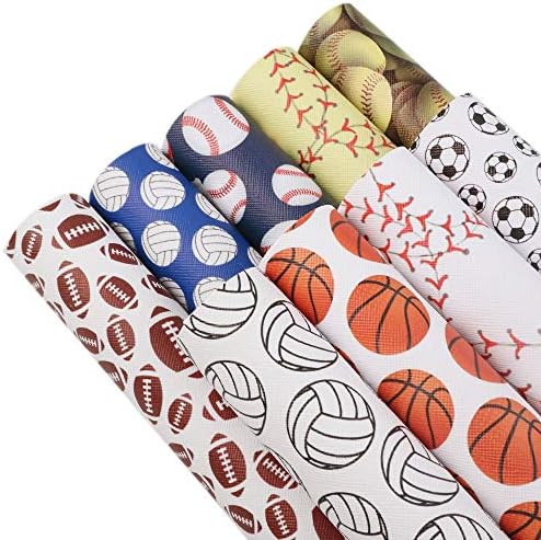 David accessories Спортен Баскетболен Футболен Бейзболен лист от Изкуствена Кожа с принтом, тъкани от Изкуствена Кожа, 9 теми, 7,7 x 12,9 (20 см x 33 см) за направата на Обици Направ?