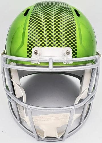 Тайлър Локетт С Автограф Seattle Seahawks Flash Green Копие в пълен размер на Скоростно шлем MCS Holo В наличност 200478