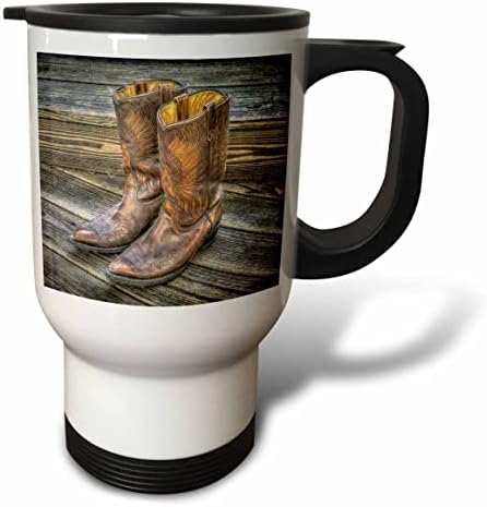 Снимка 3dRose Майк Swindle - Натюрморт - Старата двойка ковбойских ботуши - Чаши за пътуване (tm_356162_1)