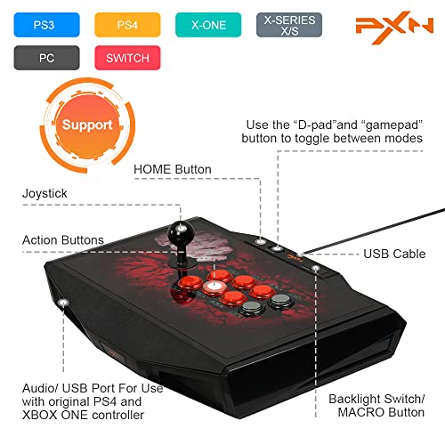 Игри джойстик PXN X9, Аркаден джойстик с функциите Turbo & Макро и DP / LS / RS, който е Съвместим с Android