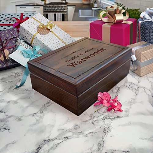 Кутия за памет за Двойки, Изработени по поръчка Дървена Кутия с Надпис, Подарък от Родителите На Годишнина, Кутия За спомен с Монограм, Подаръци за Участието на Двой