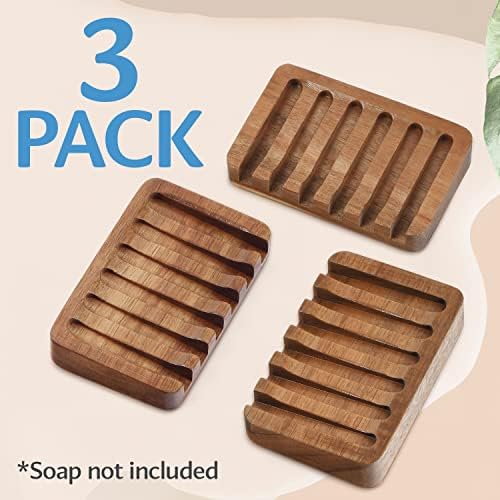 [3 опаковки] Самоотливающаяся препарат за съдове за суха, устойчиво на сапун – Водоустойчив сапун ястия от дърво и Акация