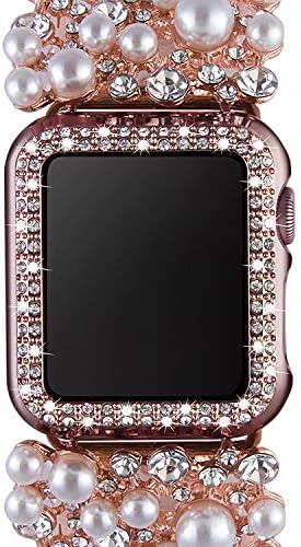 VIQIV Bling Защитен калъф-броня за лице, който е съвместим с Apple Watch 38 мм 42 мм 40 мм 44 мм, рамка с кристалалми