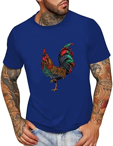 Летни Мъжки Ризи, Мъжка Лятна Мода Ежедневни Тениска С кръгло деколте и Фин Принтом, Риза с Къс Ръкав, Мъжки Реколта Тениска