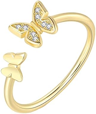 Реколта пръстени за жени, уважаеми минималистичное пръстен с пеперуда, изящни бижута за подаръци за жени (злато, 8)