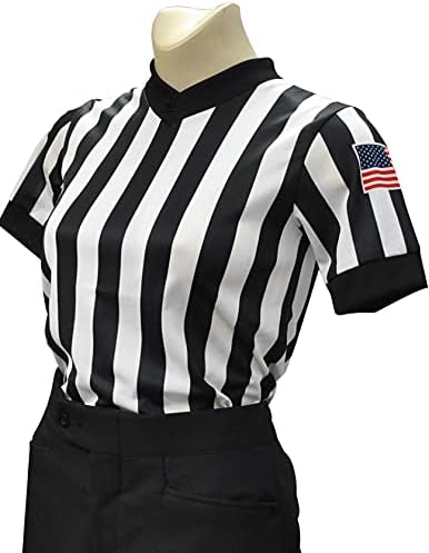 Жените отбор тениска Smitty USA211-607 Body Flex часа referee с V-образно деколте - с Флага на САЩ - Произведено в САЩ
