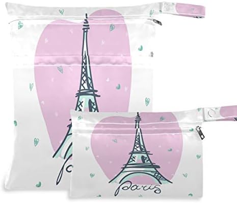 KEEPREAL Розова Айфеловата Кула, Влажна, Суха чанта за филтър Памперси и бански костюми, за пътуване и на плажа -