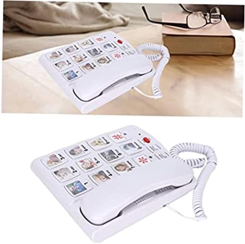 Телефон за възрастни хора - Кабелна стационарен телефон за възрастни хора с големи бутони - Лесна за използване на телефона у дома за възрастни хора в бял цвят