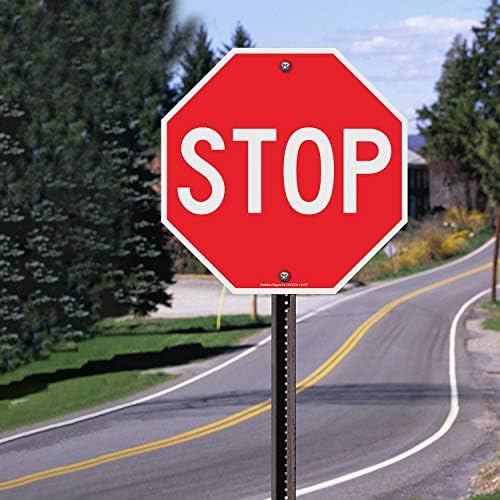 Знак стоп, Предупреждение за забавяне на движението на улицата, Светлоотразителни знаци, Осмоъгълник 12 x 12 см. Алуминий